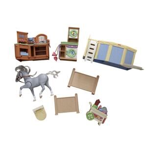 Vintage Fisher Price Loving Family Dollhouse Kitchen Pool Horse Laundry Room Lot